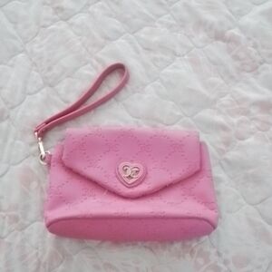 Juicy Couture Pink Quilted Wristlet Clutch with Heart Embellishment